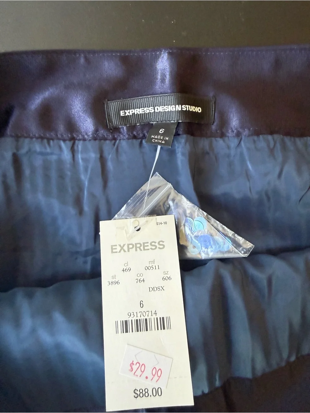 Express Design Studio Blue Sequin Mini Skirt | Size 6 | NWT
